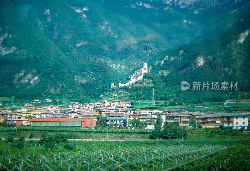 1980s old Positive Film scanned, the view of highway E45 from Bressanone to Verona, Dolcè, Italy